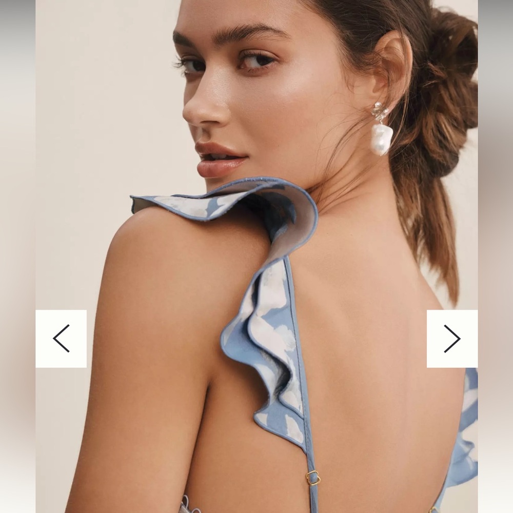 Ruffle-Strap Corset Side-Slit Midi Dress - Picture 6 of 8